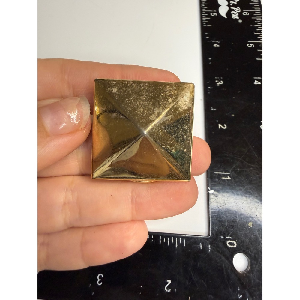 Gold Tone Pyramid Scarf Clip Square Geometric Metallic Accessory
